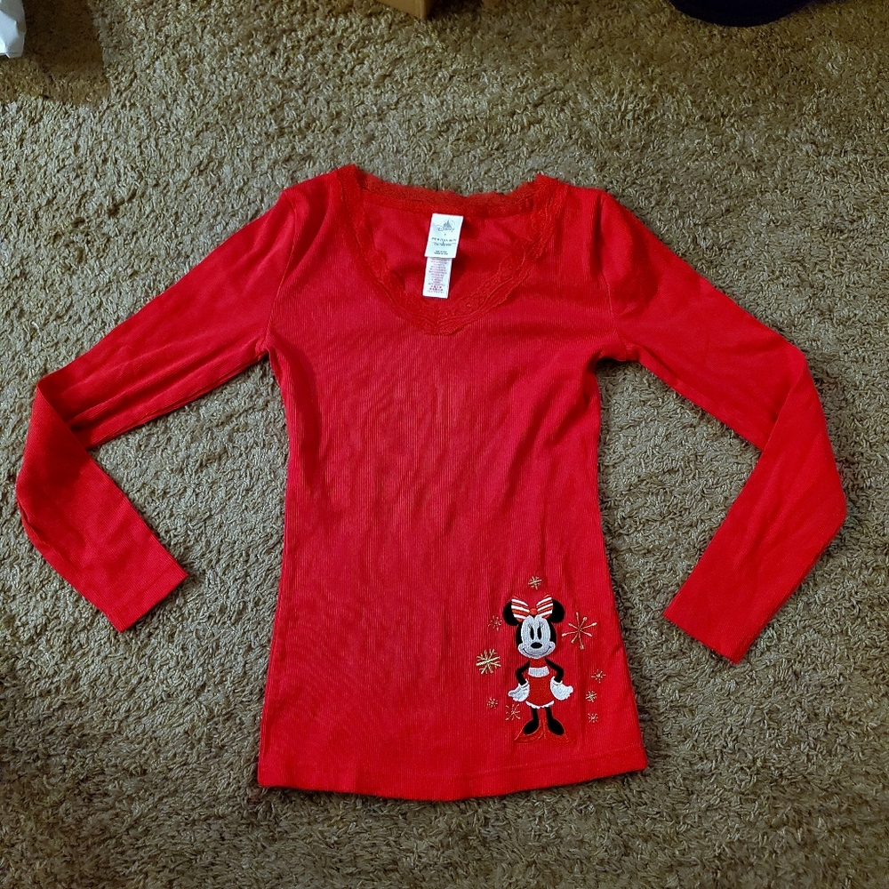 Disney Parks Japan Red Minnie Mouse Embroidered Long Sleeve (Size S)